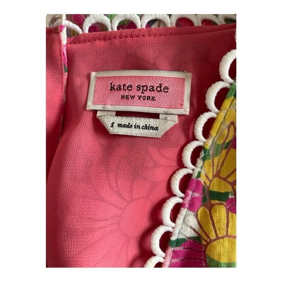 Kate Spade Floral Burnout Top | V-Neck Lace Trim Multicolor Size M - Picture 6 of 7